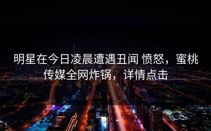 明星在今日凌晨遭遇丑闻 愤怒，蜜桃传媒全网炸锅，详情点击