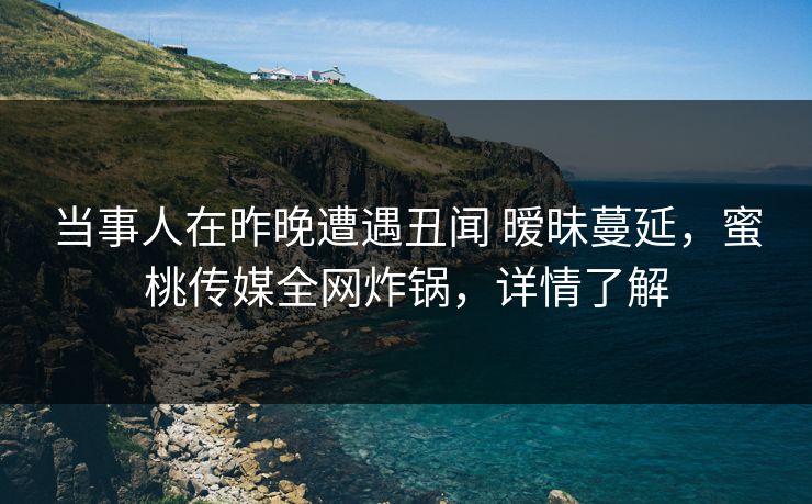 当事人在昨晚遭遇丑闻 暧昧蔓延，蜜桃传媒全网炸锅，详情了解