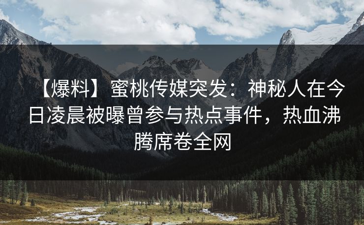 【爆料】蜜桃传媒突发：神秘人在今日凌晨被曝曾参与热点事件，热血沸腾席卷全网